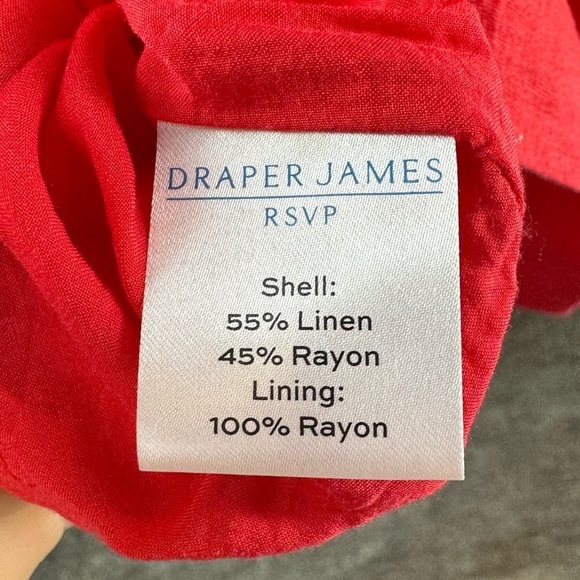 Draper James RSVP Squareneck Puff Sleeve Linen Blend Dress in Red Size Small‎ - Picture 5 of 6